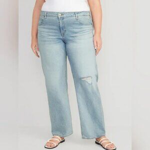 NEW Old Navy Women's Plus Miley Mid-Rise Ripped Wide-Leg Jeans 28